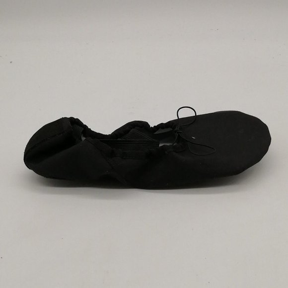 Tanzmuster Girls Ballet Shoe Black Flat w/Elastic Opening Cross Instep Straps 34 - Picture 2 of 9